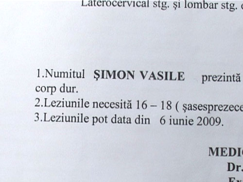 Foto certificat medico-legal Vasile Simon (c) eMaramures.ro